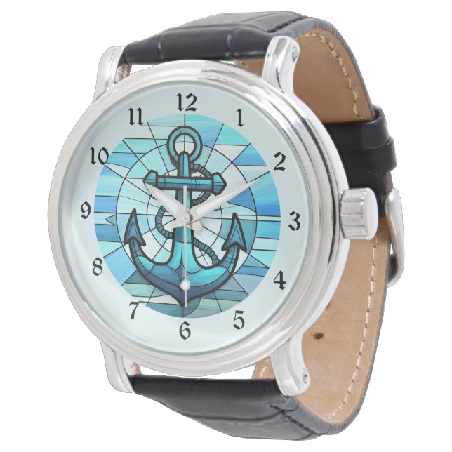 Nautic Blue Anchor Festglas Armbanduhr (Schrägansicht)
