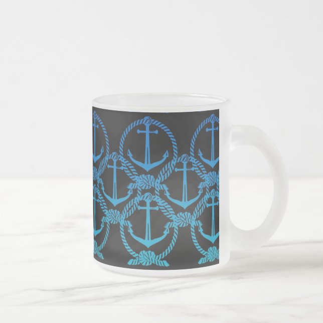 Nautic Blue Anchor Motif Frosty Tasse (Rechts)