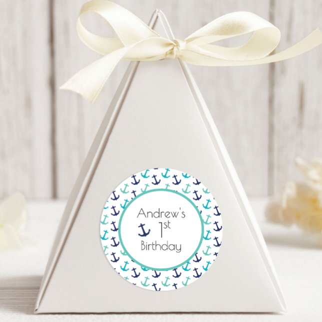 Nautic Blue Anchor Runder Aufkleber (Von Creator hochgeladen)