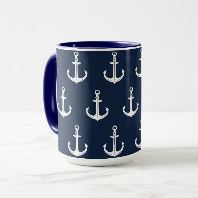 Nautic Blue Anchor Tasse (Vorderseite Links)