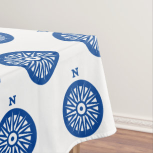Nautic Blue Compass Muster moderne Küstenlinie Tischdecke