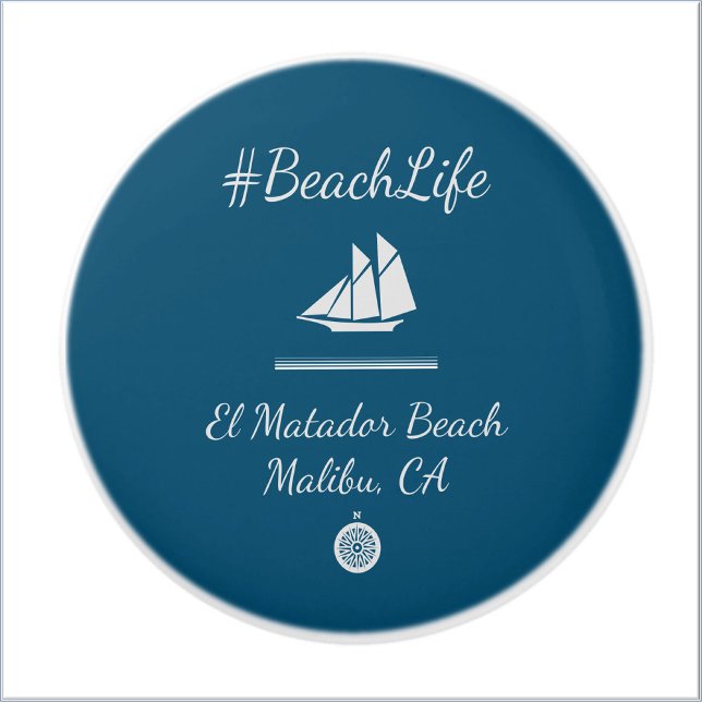 Nautic Blue Customizable Beach Life Keramikknauf (Von Creator hochgeladen)