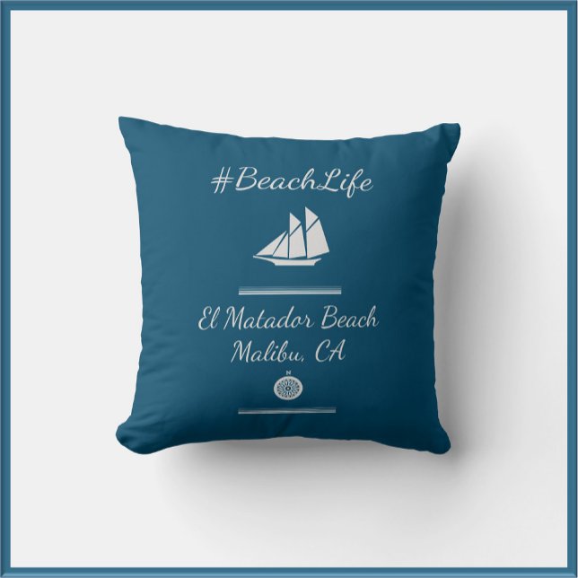 Nautic Blue Customizable Beach Life Kissen (Von Creator hochgeladen)