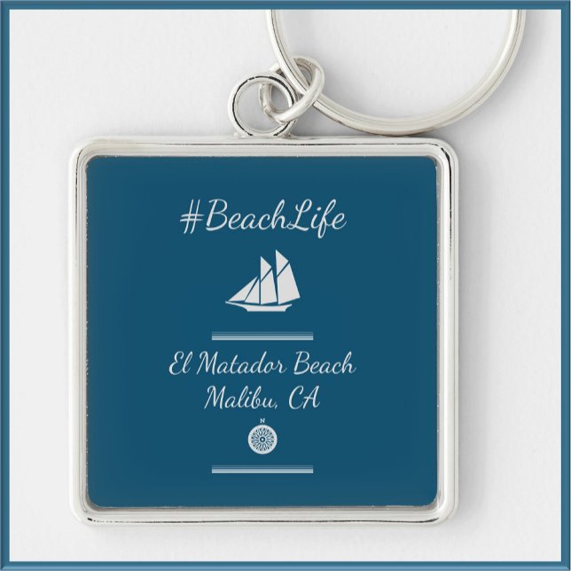 Nautic Blue Customizable Beach Life Schlüsselanhänger (Von Creator hochgeladen)