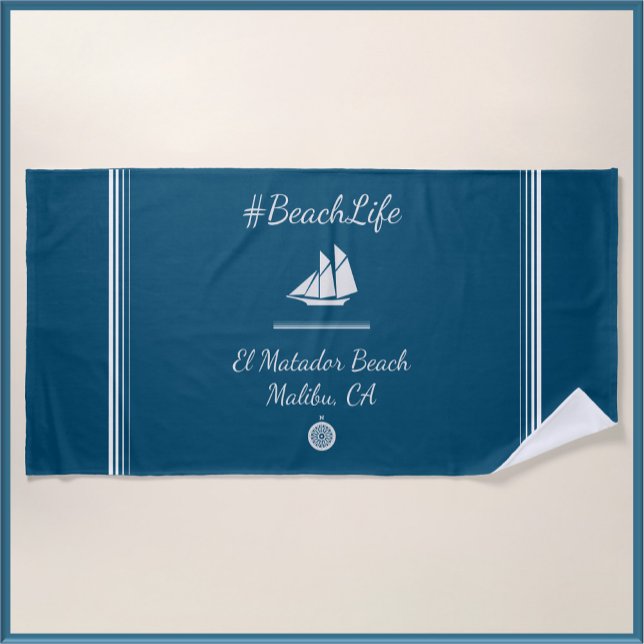Nautic Blue Customizable Beach Life Strandtuch (Von Creator hochgeladen)