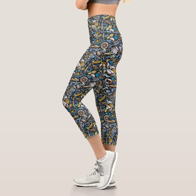 Nautic Blue High Waisted Capris (Links)