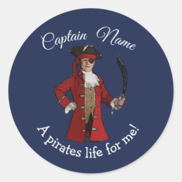 Nautic Blue Pirate Runder Aufkleber