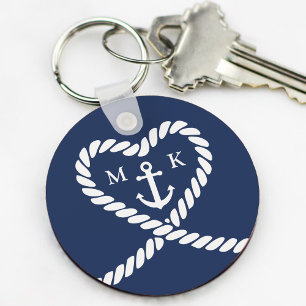 Nautic Blue Rope Heart Anchor Wedding Bridesmaid Schlüsselanhänger