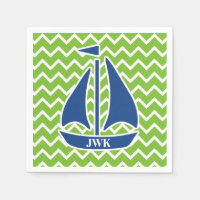 Nautic Blue Sailboat Custom Zickzack Muster