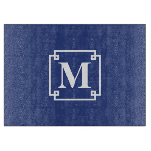 Nautic Blue und White Smart Monogram Schneidebrett