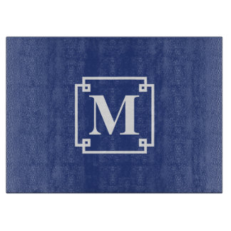 Nautic Blue und White Smart Monogram Schneidebrett