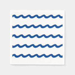 Nautic blue white sea waves pattern Party paper Serviette