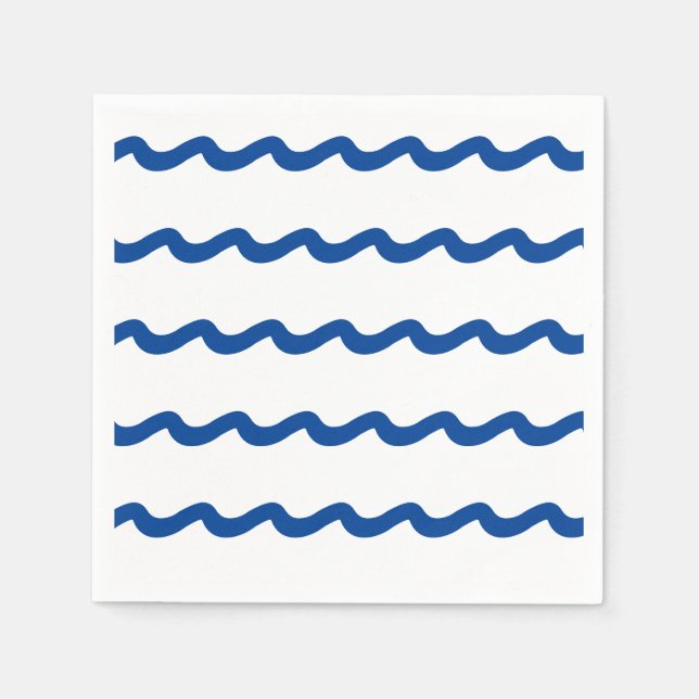Nautic blue white sea waves pattern Party paper Serviette (Vorderseite)
