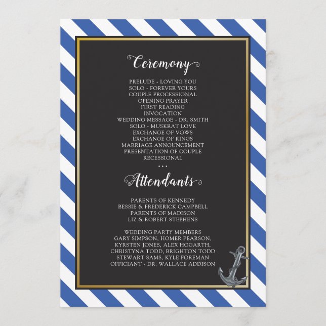 Nautic Boat Anchor Fabulous Sailing Wedding Programm (Rückseite)