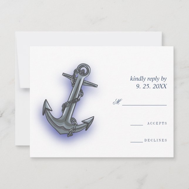 Nautic Boat Anchor Fabulous Sailing Wedding RSVP Karte (Vorderseite)