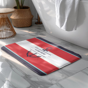 Nautic Boat Anchor Navy Blue White Badematte