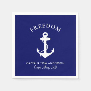 Nautic Boat Anchor Navy Name Name Serviette