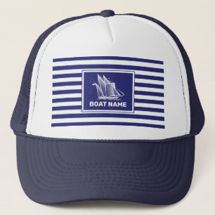 Nautic Boat Design Navy Blue Striping Navy Hut Truckerkappe