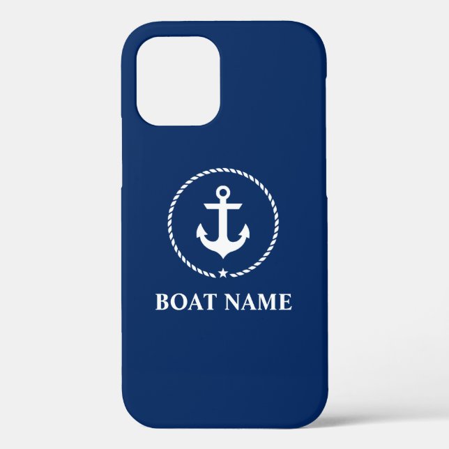 Nautic Boat Name Anchor Rope Navy Blue Case-Mate iPhone Hülle (Rückseite)