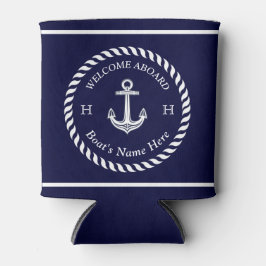 Nautic Boat Name Anchor Rope Navy White Dosenkühler