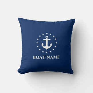 Nautic Boat Name Anchor Stars Navy Blue Kissen