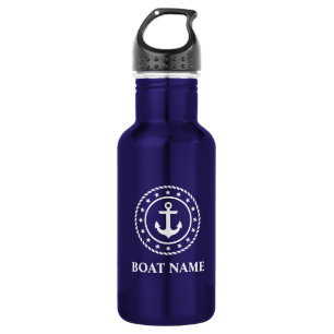 Nautic Boat Name Stars Rope Anchor Blue Edelstahlflasche
