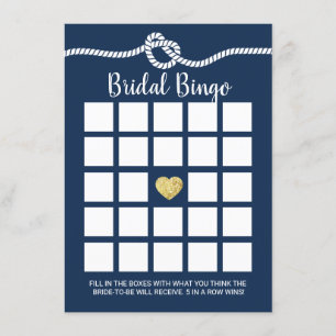Nautic Brautparty Bingo Game Navy Blue Einladung