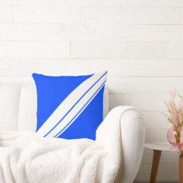 Nautic Bright Blue White Diagonal Racing Streifen Kissen