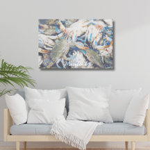 Nautic Bue Crab Beach House Canvas Print