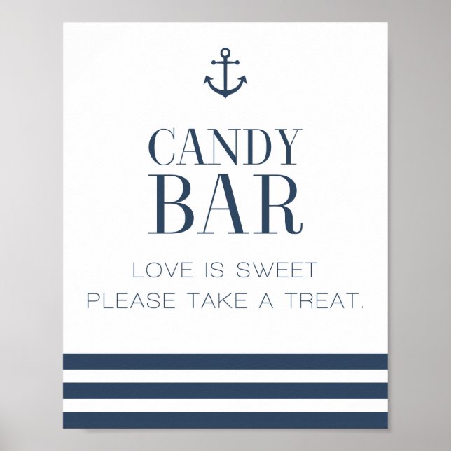 Nautic Candy Bar Wedding Sign Poster (Vorne)