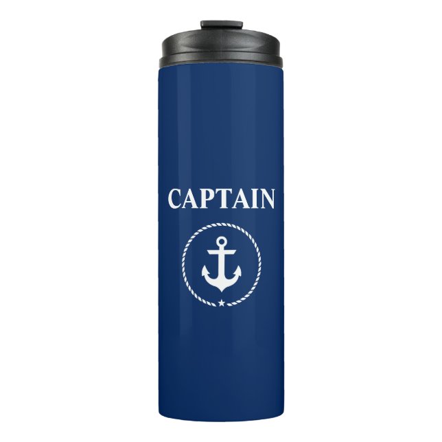 Nautic Captain Anchor Rope Navy Blue Thermosbecher (Vorderseite)