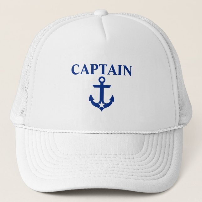 Nautic Captain Anchor Star White Truckerkappe (Vorderseite)