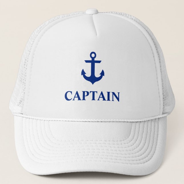 Nautic Captain Anchor White Truckerkappe (Vorderseite)