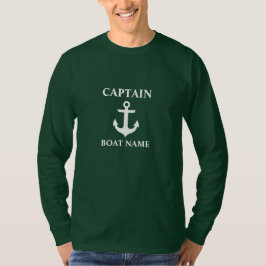 Nautic Captain Boat Name Anchor Green Long T-Shirt
