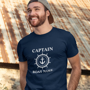Nautic Captain Boat Name Anchor Rope Helm T-Shirt