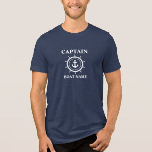 Nautic Captain Boat Name Anchor Rope Helm Tri-Blend Shirt