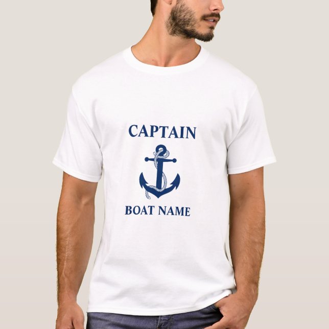 Nautic Captain Boat Name Anchor Rope T-Shirt (Vorderseite)