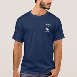 Nautic Captain Name Anchor Blue T - Shirt
