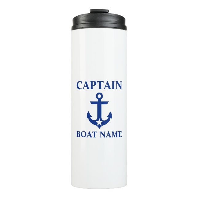 Nautic Captain Name Anchor Star Thermosbecher (Vorderseite)
