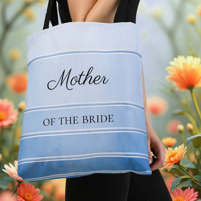 Nautic Chic Blue Ton sur Ton Striping Totbeutel (Tote bag featuring a chic painted blue tone on tone striped design with a silver lining)