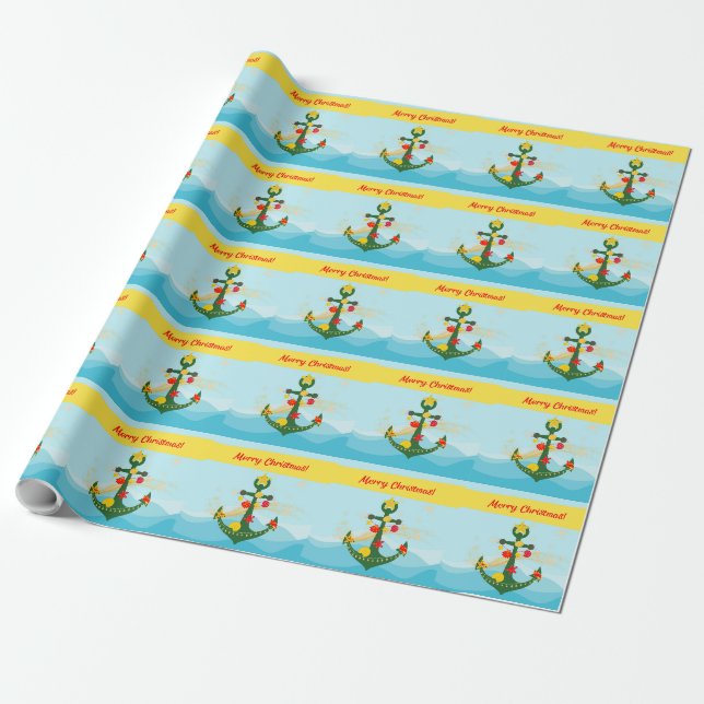 Nautic Christmas Anchor Geschenkpapier (Ungerollt)