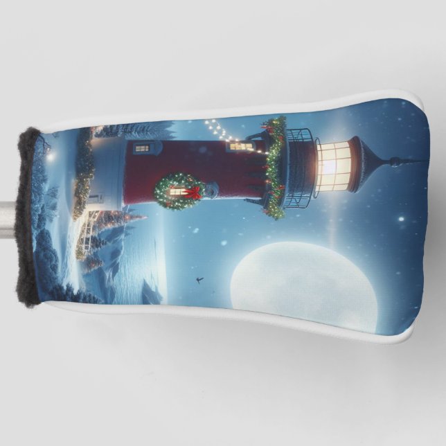 Nautic Christmas Leuchtturm Golf Headcover (Vorderseite)