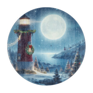 Nautic Christmas Leuchtturm Schneidebrett