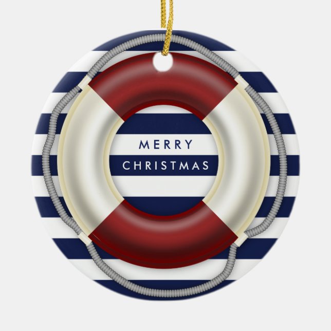 Nautic Christmas Ornament Personalisiert Lifesaver (Vorne)