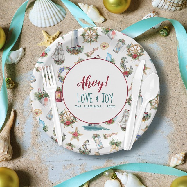 Nautic Christmas Personalisiert Beach Party Ahoy Pappteller (Von Creator hochgeladen)