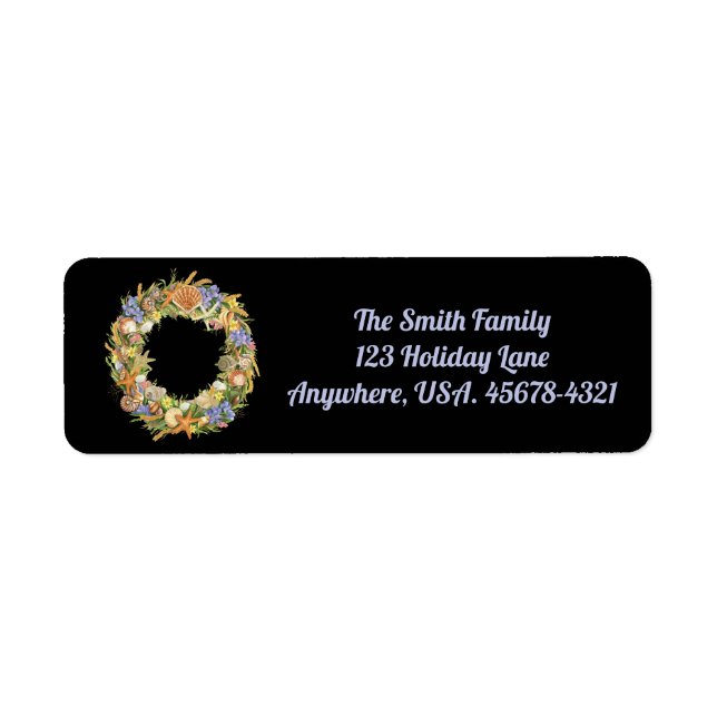 Nautic Christmas Wreath Return Address Label (Vorne)