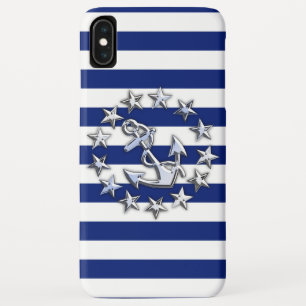 Nautic Chrome Yacht Flag auf Navy Stripes Print Case-Mate iPhone Hülle