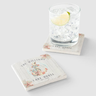 Nautic Coastal Beach House   Rustikaler Anker Steinuntersetzer