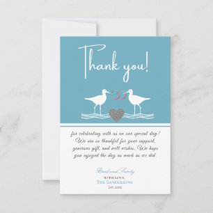 Nautic Coastal Wedding Dusty Blue Sandpipers Dankeskarte