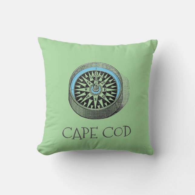 Nautic Compass Cape Cod Hütte Kissen (Vorderseite)